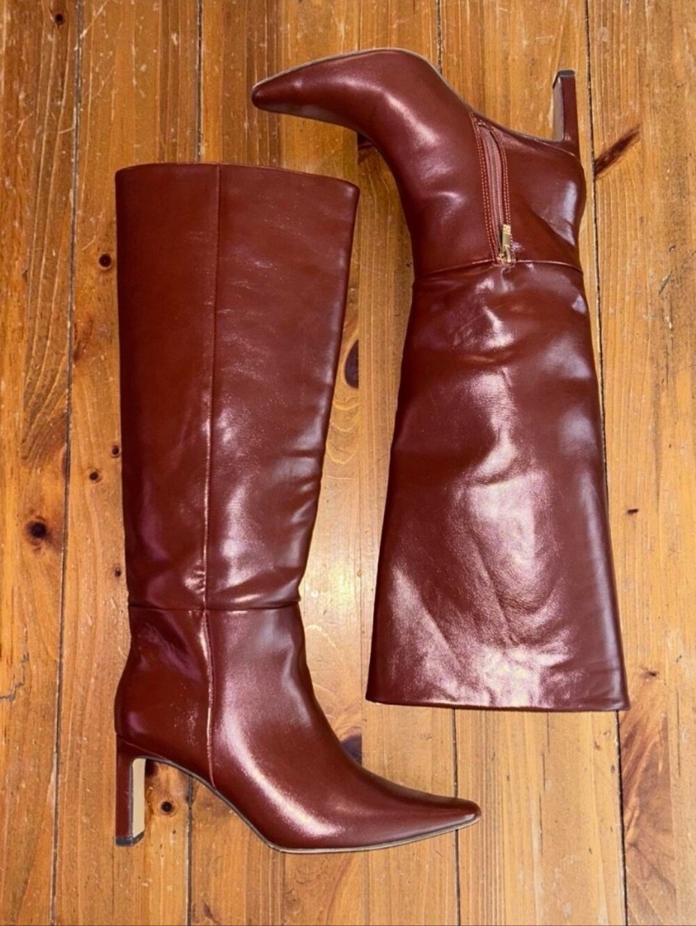 New York & Company Tall Pointed-Toe Leather Boots in Burgundy